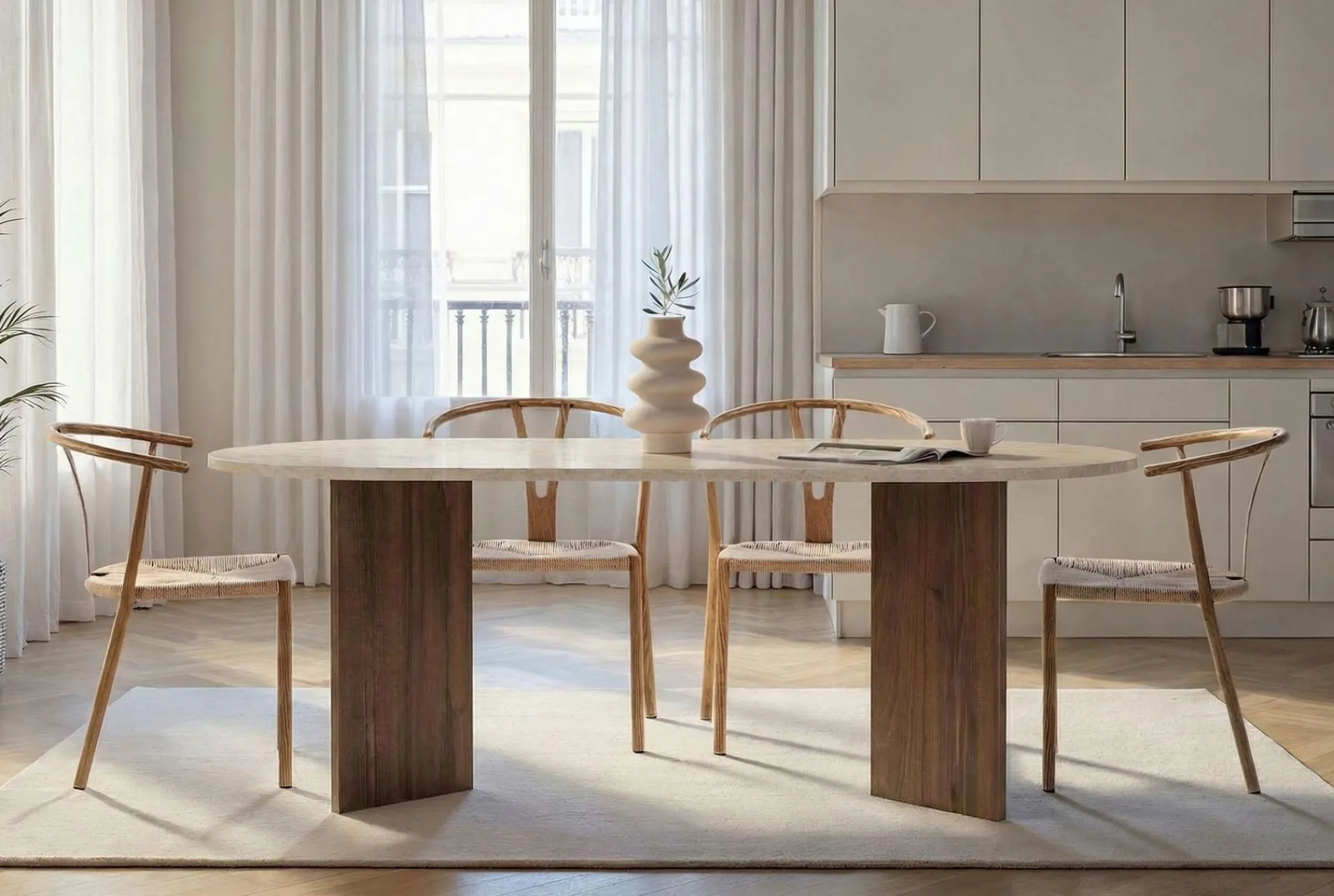 Spisebord & Kjøkkenbord-Ceylin Spisebord 200x75x90 cm Travertine Walnut
