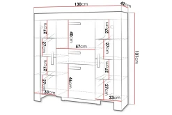 Vitrineskap|Skap-Cezar Vitrineskap 130x42x131 cm Eik