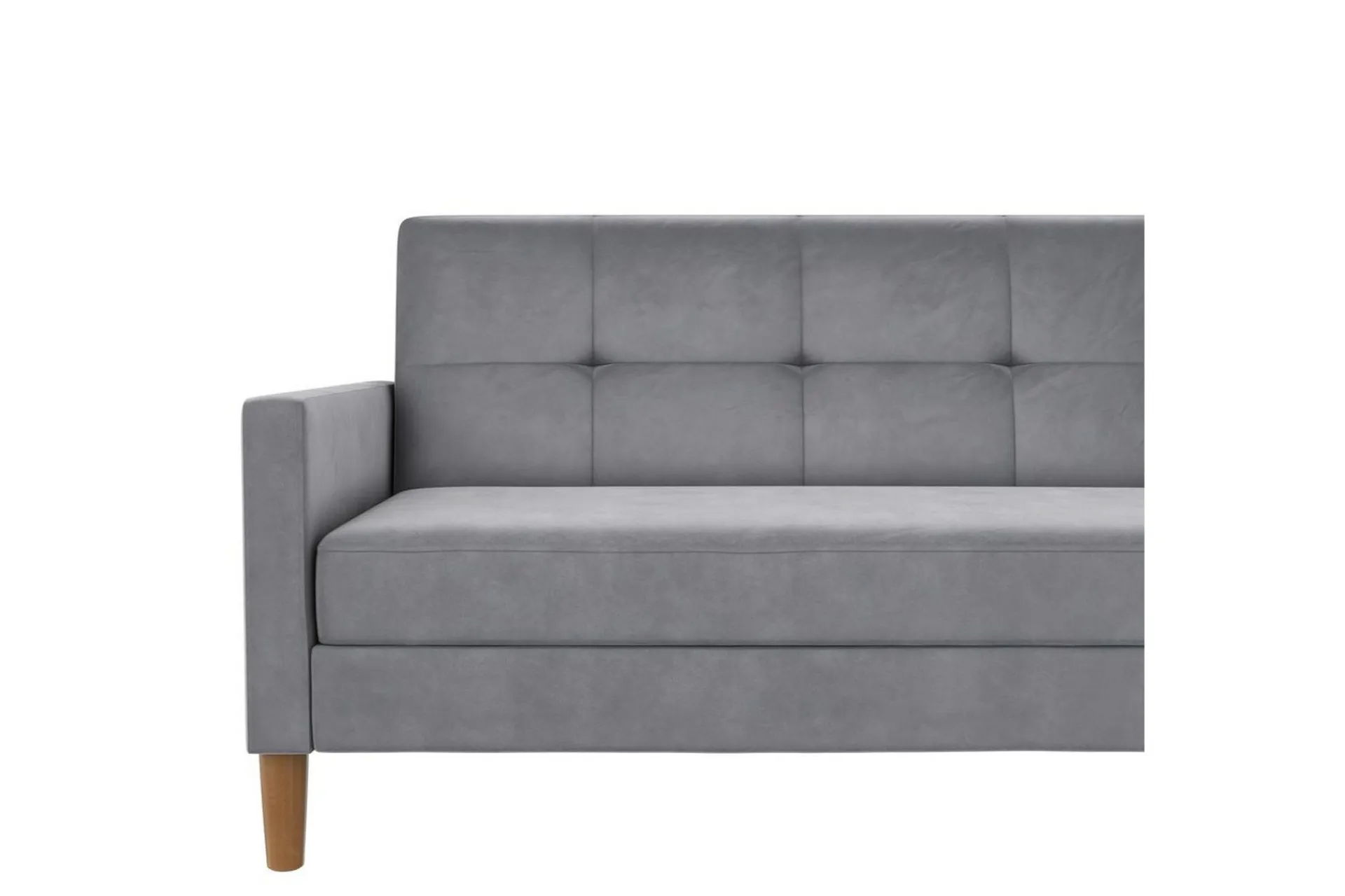 Loft24 Sofa Med Sjeselong-Chaiselong Lilly Lys grå, Fløyel Lysegrå