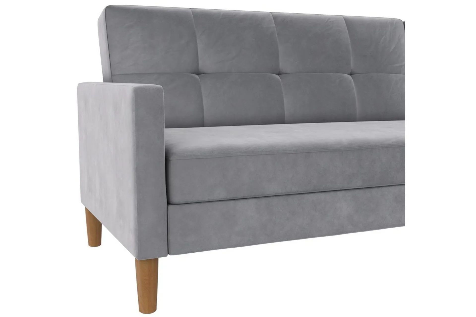 Loft24 Sofa Med Sjeselong-Chaiselong Lilly Lys grå, Fløyel Lysegrå