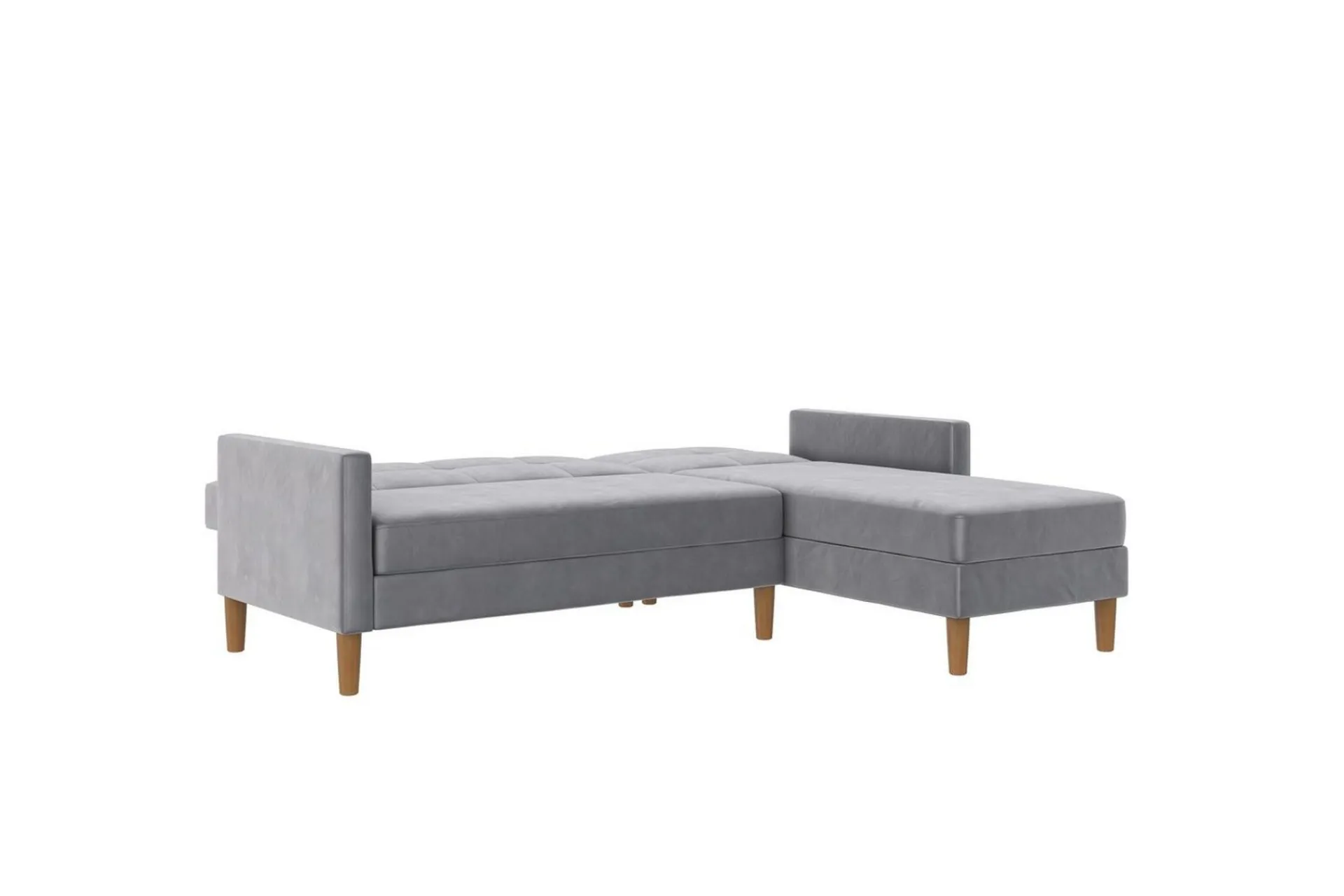 Loft24 Sofa Med Sjeselong-Chaiselong Lilly Lys grå, Fløyel Lysegrå