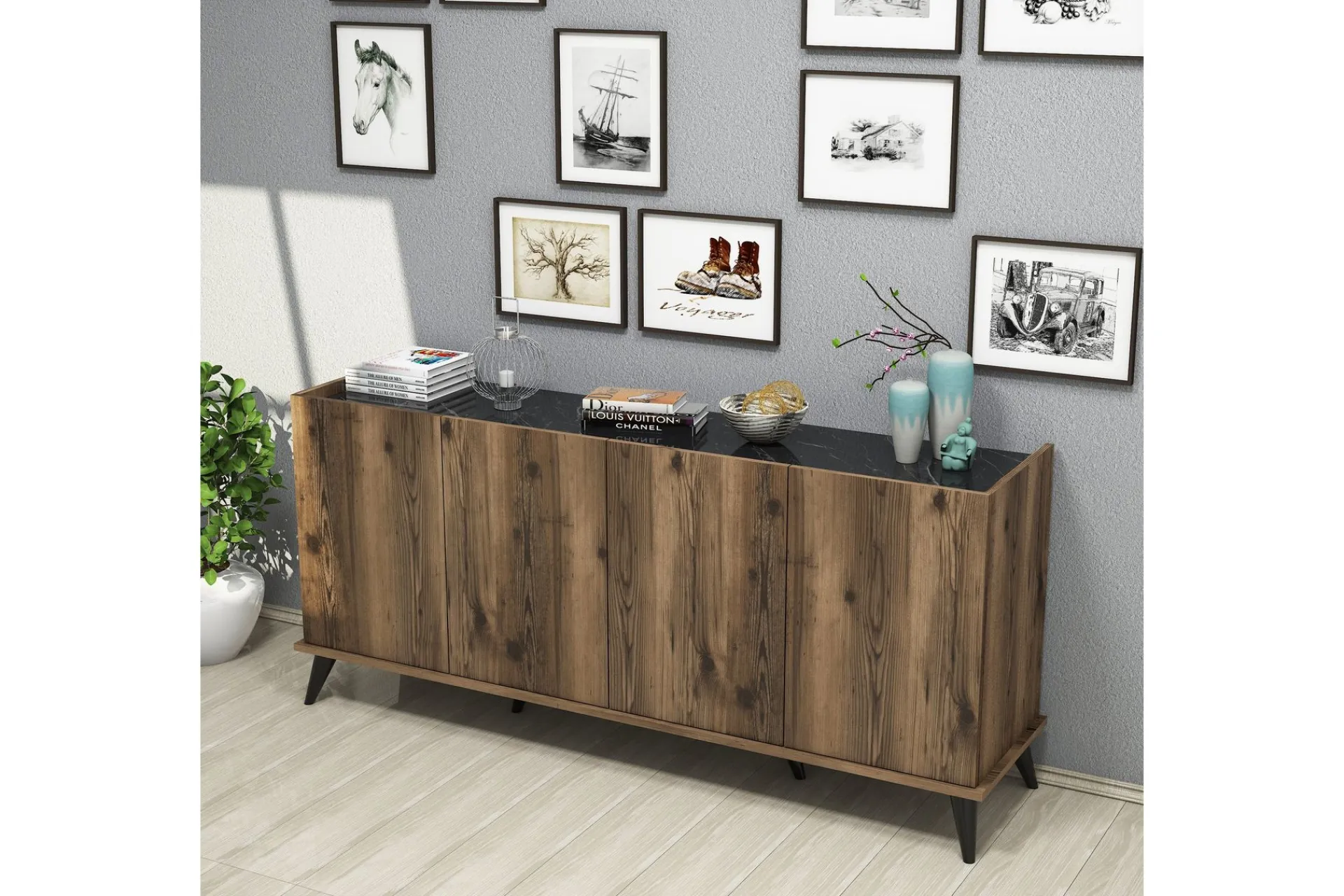 Gangbord|Avlastningsbord-Challur Konsollbord 180 cm Tre/Natur,Svart,Mørkebrun