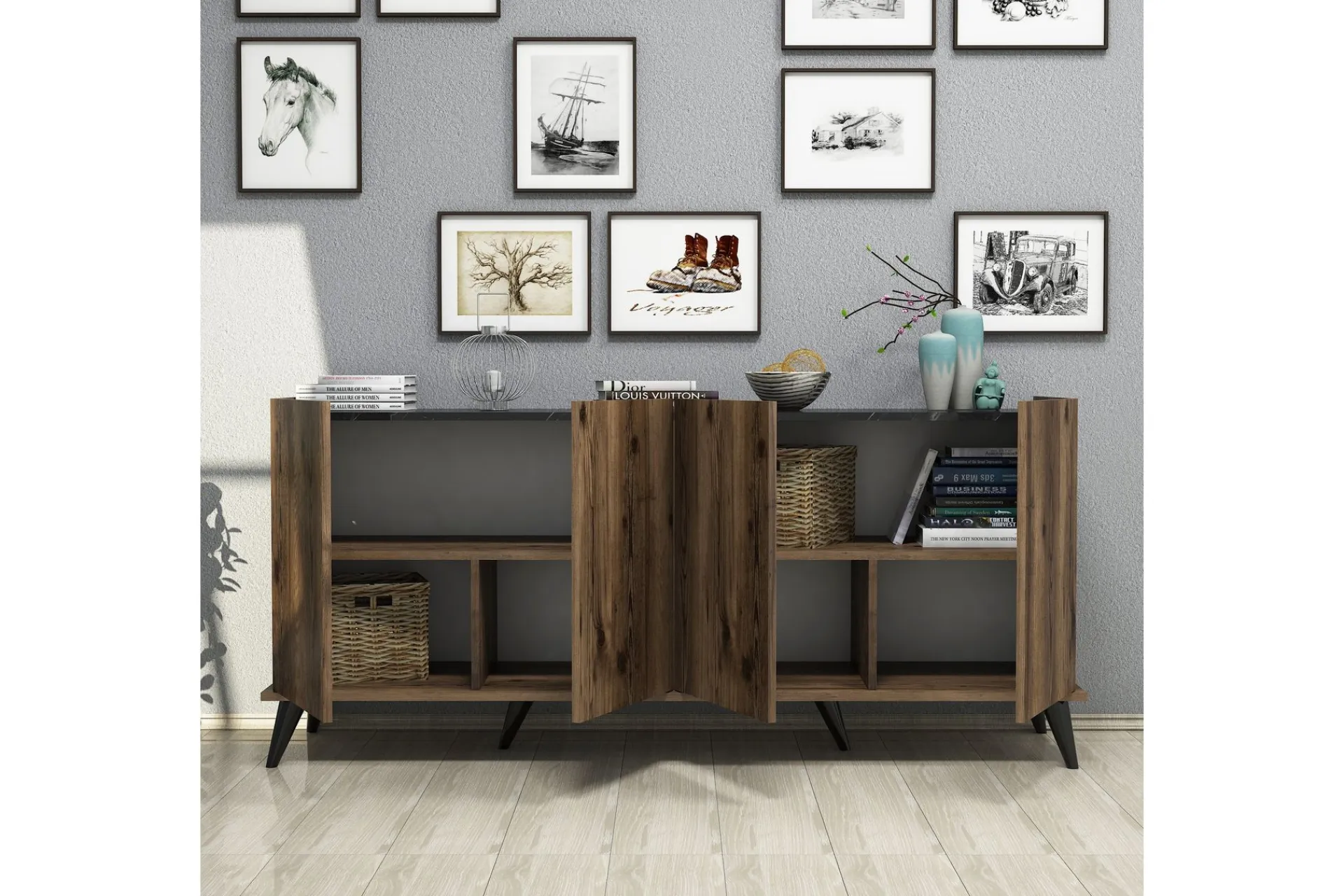 Gangbord|Avlastningsbord-Challur Konsollbord 180 cm Tre/Natur,Svart,Mørkebrun