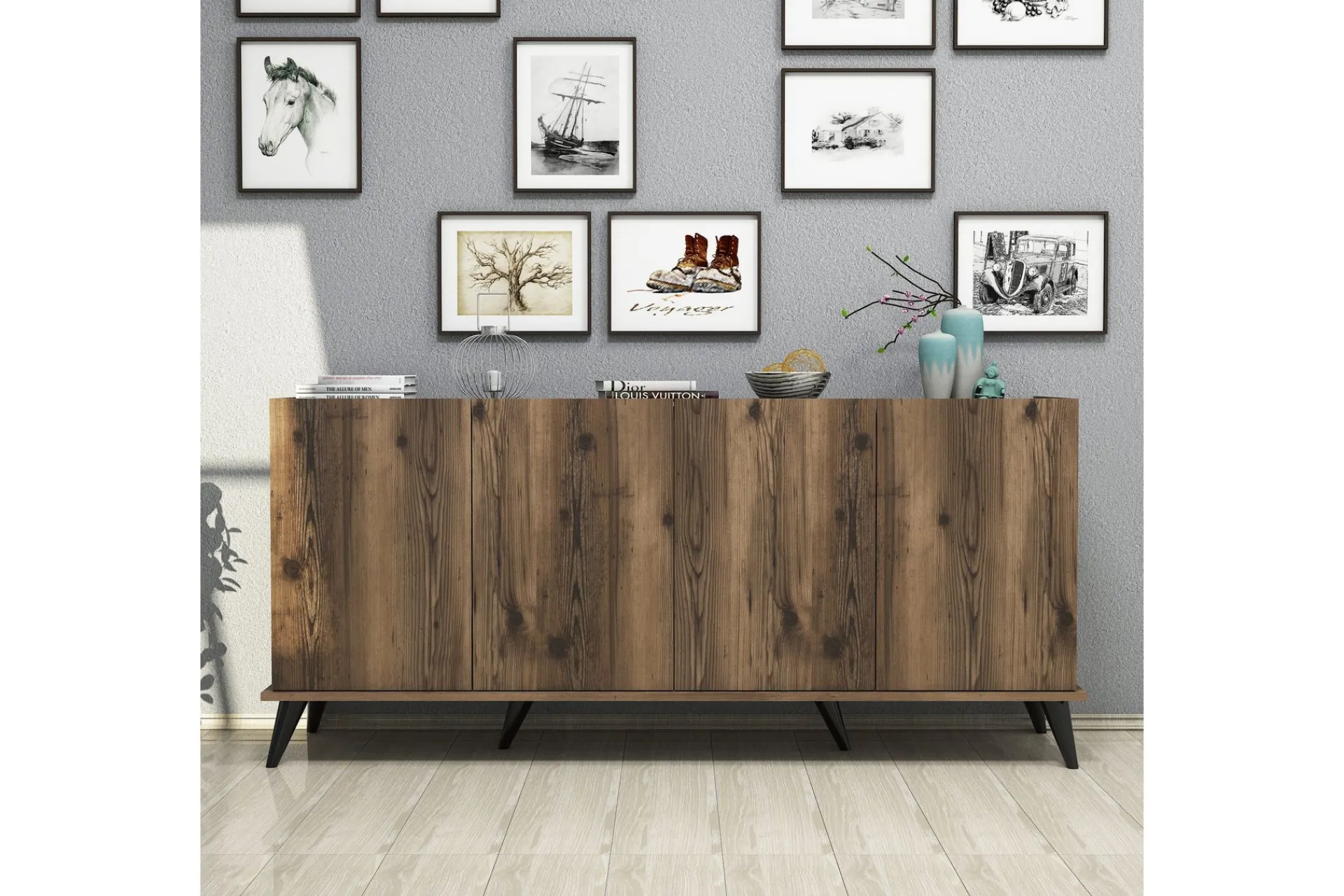 Gangbord|Avlastningsbord-Challur Konsollbord 180 cm Tre/Natur,Svart,Mørkebrun