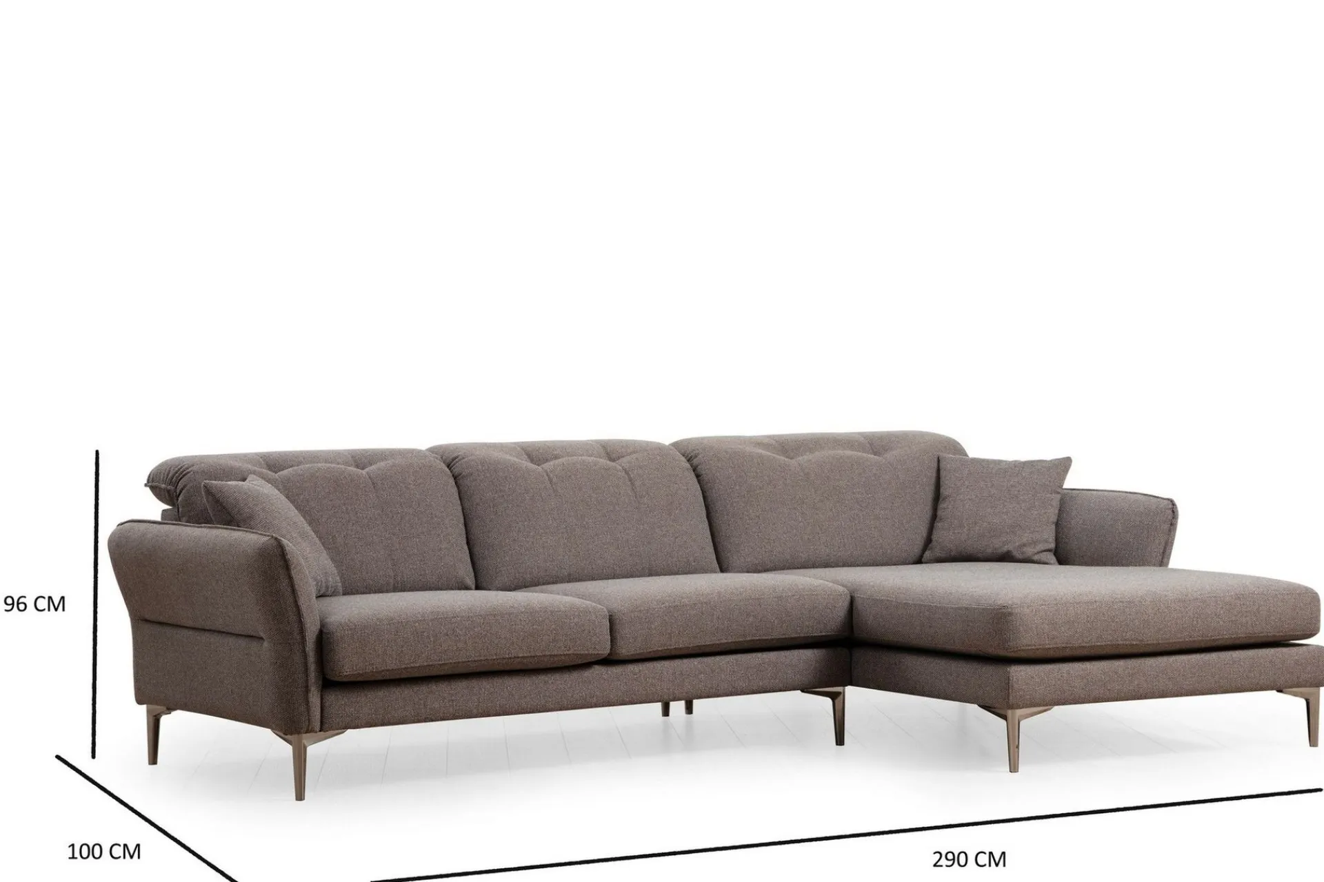 Sofa Med Sjeselong-Chandara Sofa med Divan 3-seter Grey