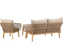 Venture Home Veranda & Terrasse|Loungesett-Chania sofagruppe 2-seters sofa + 2 lenestoler med bord utendørs Brun