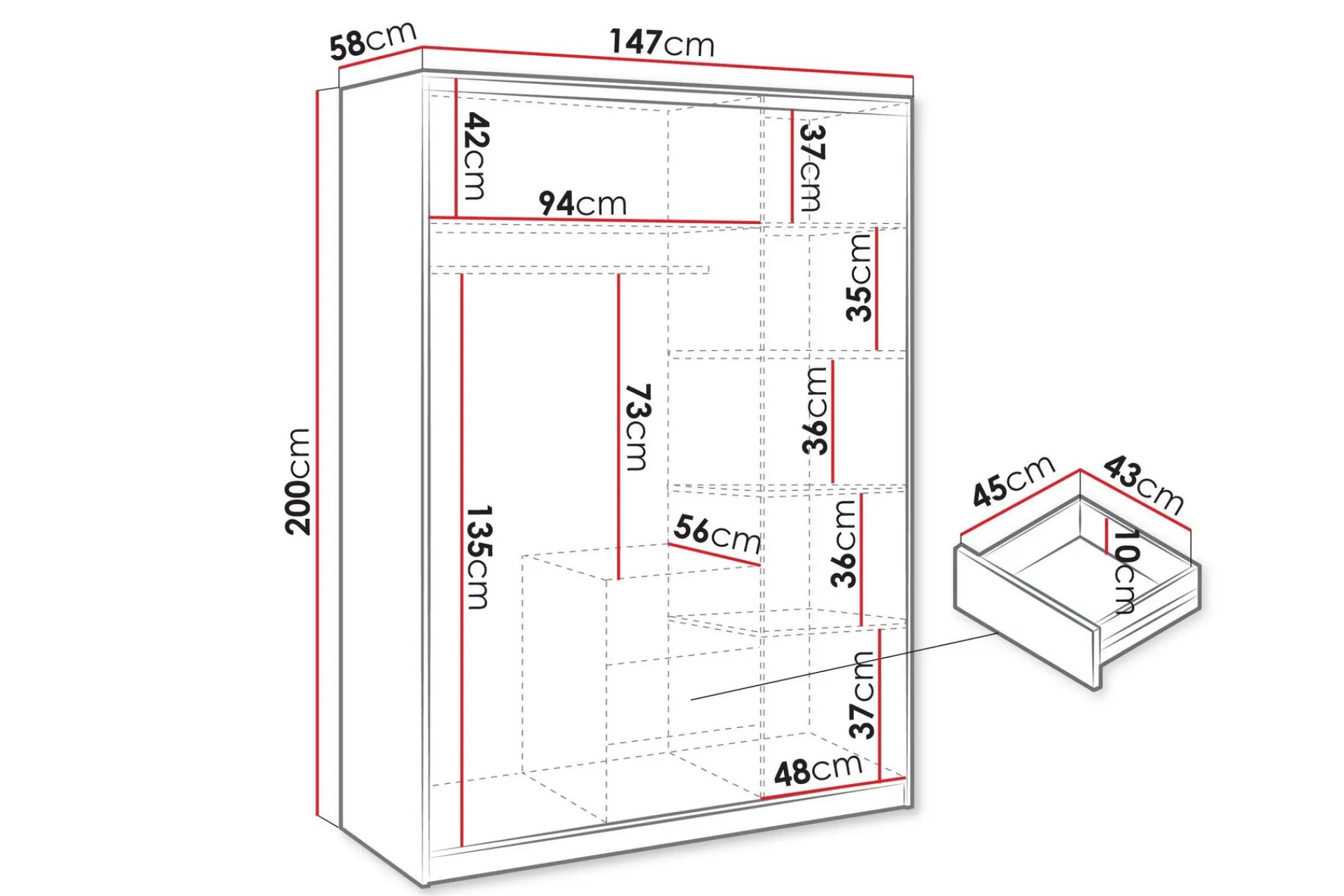 Chavez Garderobe med Speil 147x200 cm