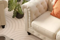 Manor House Chesterfield Lyx 3-seter Fløyelssofa – Dyp sofa
