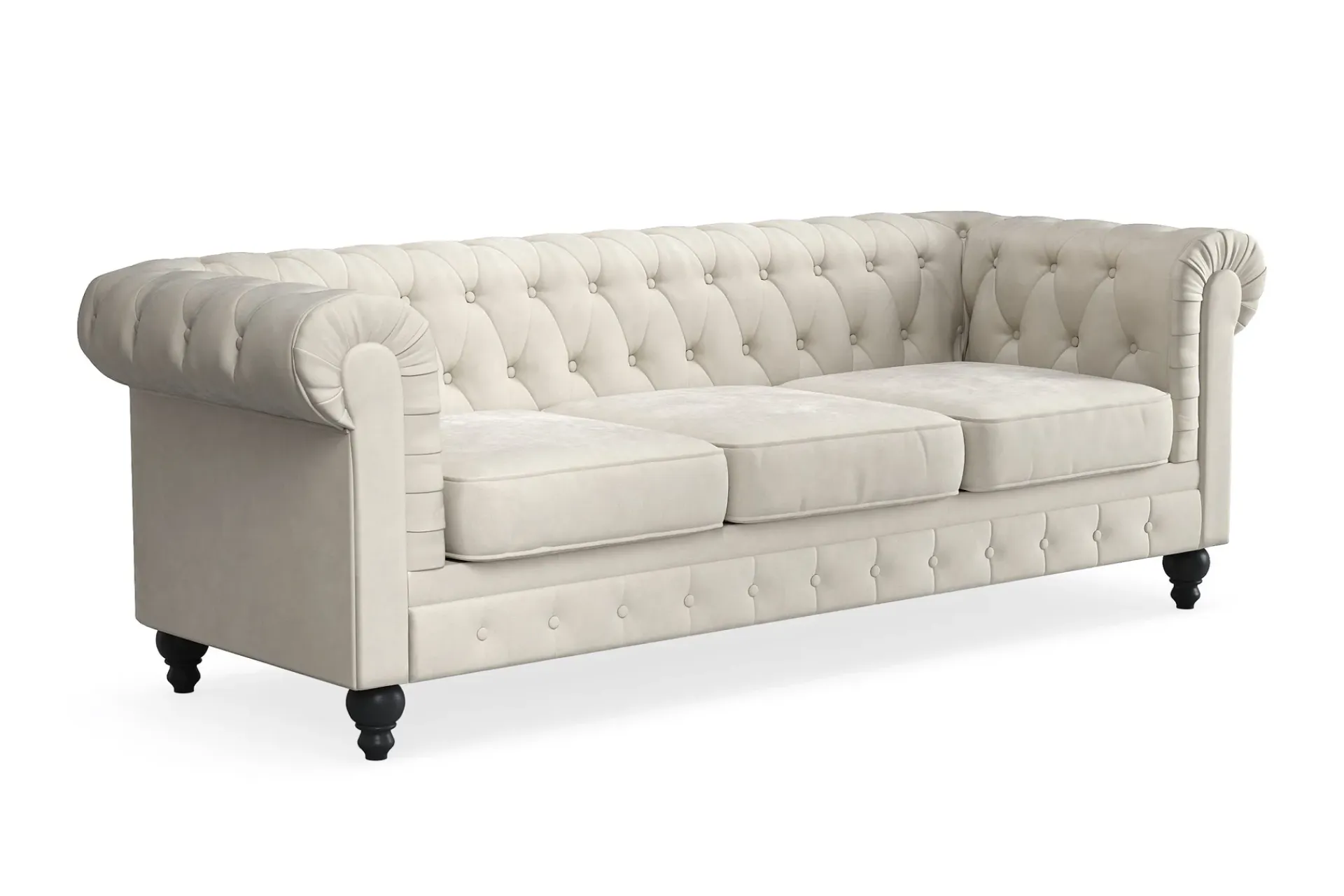 Manor House Chesterfield Lyx 3-seter Fløyelssofa – Dyp sofa