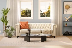Manor House Chesterfield Lyx 3-seter Fløyelssofa – Dyp sofa