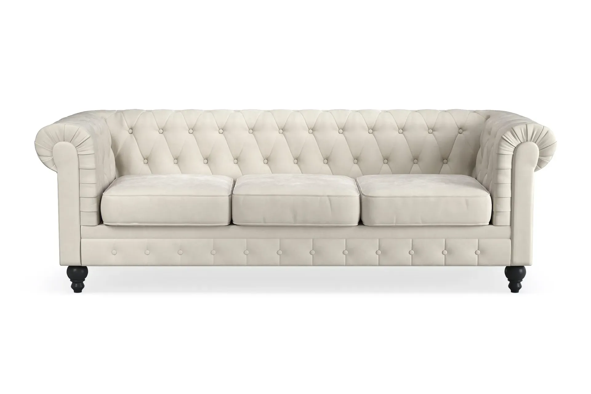 Manor House Chesterfield Lyx 3-seter Fløyelssofa – Dyp sofa