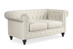 Manor House Chesterfield Lyx 2-seter Fløyelssofa – Liten dyp sofa