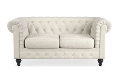 Manor House Chesterfield Lyx 2-seter Fløyelssofa – Liten dyp sofa