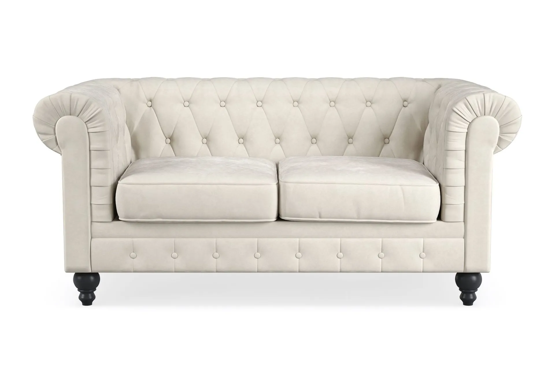 Manor House Chesterfield Lyx 2-seter Fløyelssofa – Liten dyp sofa