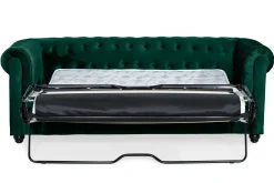 Manor House Sovesofaer-Chesterfield Lyx 3-seter Fremoverbøyd sovesofa i fløyel Grønn