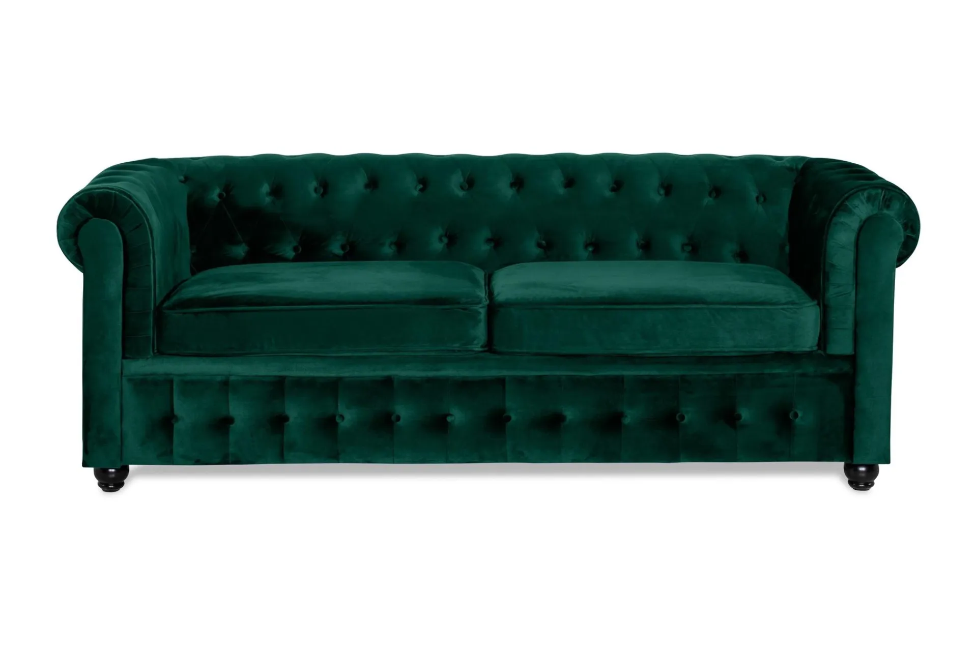 Manor House Sovesofaer-Chesterfield Lyx 3-seter Fremoverbøyd sovesofa i fløyel Grønn