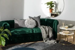 Manor House Sovesofaer-Chesterfield Lyx 3-seter Fremoverbøyd sovesofa i fløyel Grønn