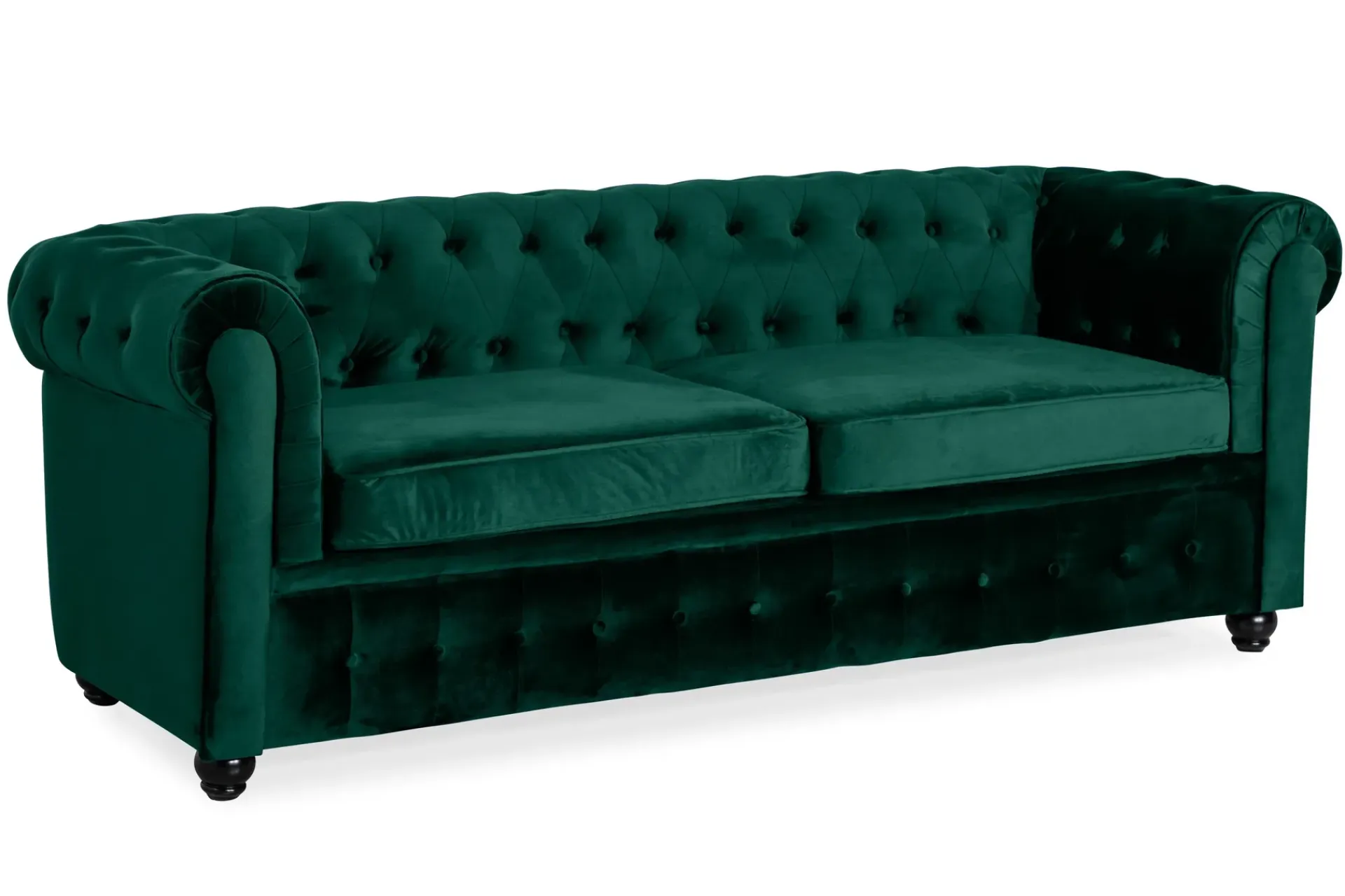 Manor House Sovesofaer-Chesterfield Lyx 3-seter Fremoverbøyd sovesofa i fløyel Grønn