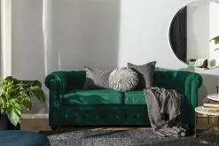 Manor House Sovesofaer-Chesterfield Lyx 3-seter Fremoverbøyd sovesofa i fløyel Grønn