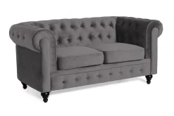 Manor House Chesterfield Lyx 2-seter Liten Fløyelssofa – Dyp sofa 160 cm bred
