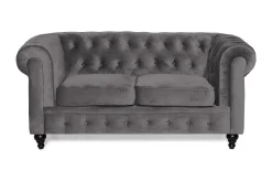 Manor House Chesterfield Lyx 2-seter Liten Fløyelssofa – Dyp sofa 160 cm bred