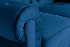 Manor House 2 Seter Sofa-Chesterfield Lyx 2-seter Liten fløyelssofa – Dyp sofa 160 cm bred Blå