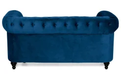Manor House 2 Seter Sofa-Chesterfield Lyx 2-seter Liten fløyelssofa – Dyp sofa 160 cm bred Blå