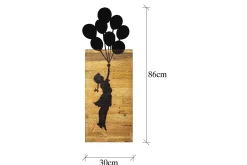 Skilt-Child And Balloons Veggdekor Svart