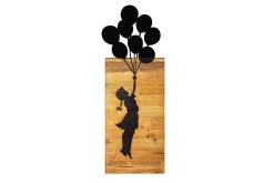 Skilt-Child And Balloons Veggdekor Svart