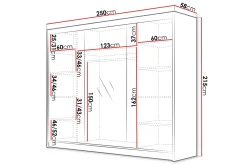 Garderober & Garderobesystem|Knaggerekke-Cinerea Garderobe med Speil 250x215 cm Svart/Hvit