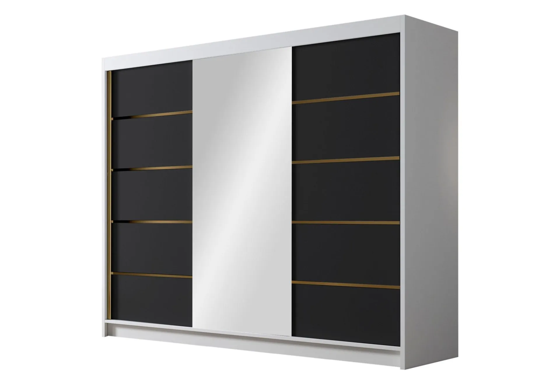 Garderober & Garderobesystem|Knaggerekke-Cinerea Garderobe med Speil 250x215 cm Svart/Hvit