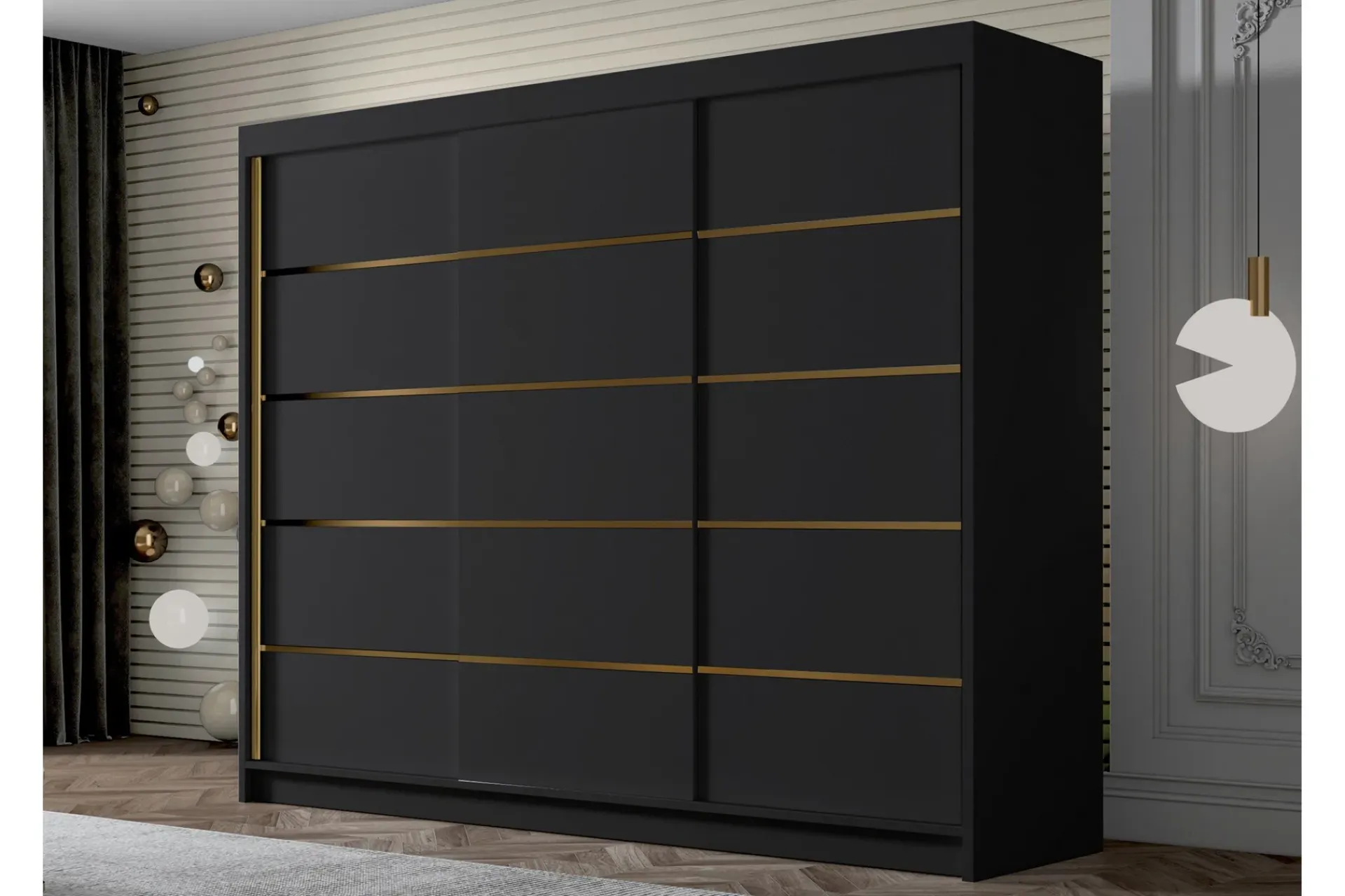 Vegghengt Oppbevaring|Knaggerekke-Cinerea Garderobe 250x215 cm Svart