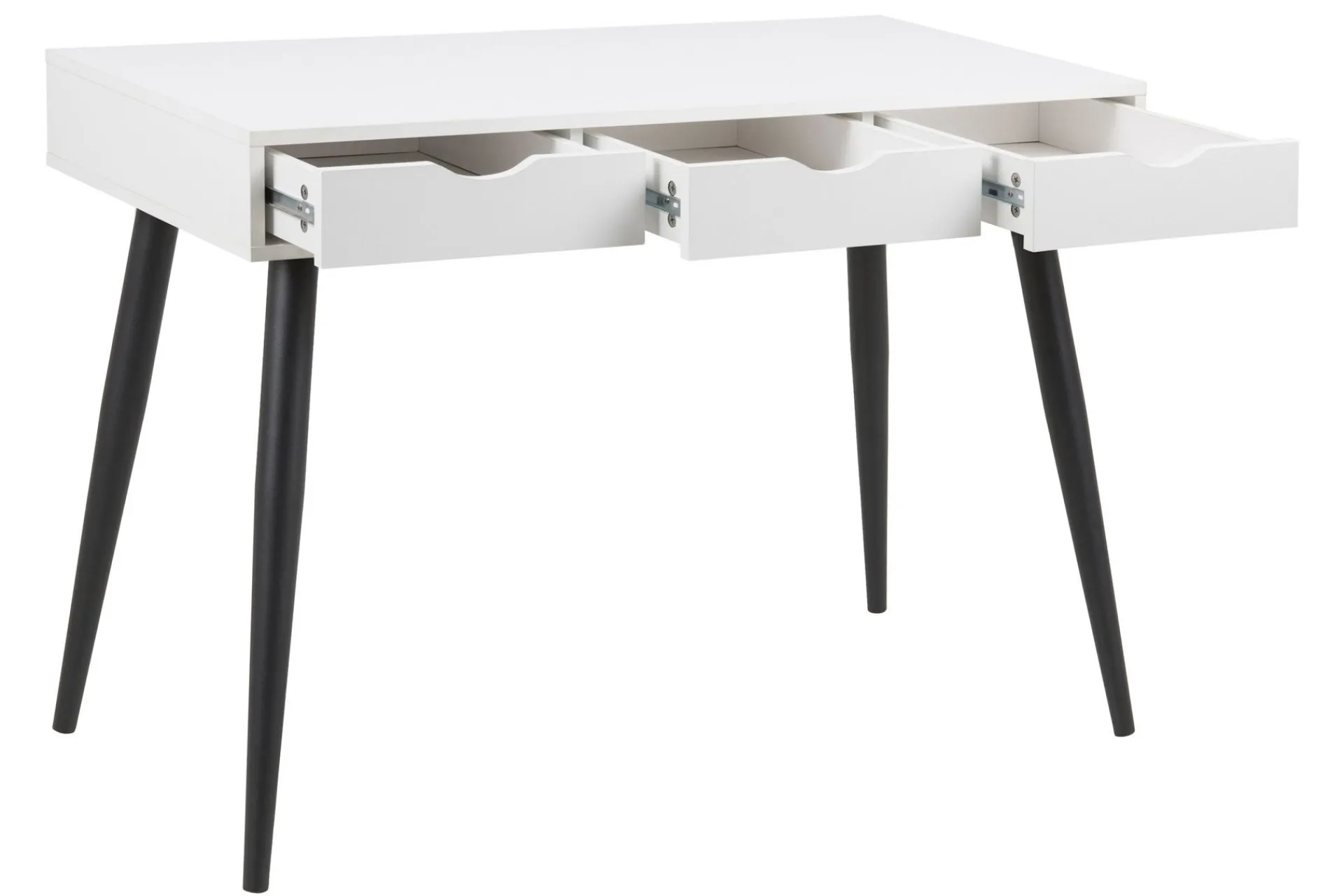 Kontorbord-Citysea Skrivebord 110 cm med Oppbevaring 3 Skuffer Hvit