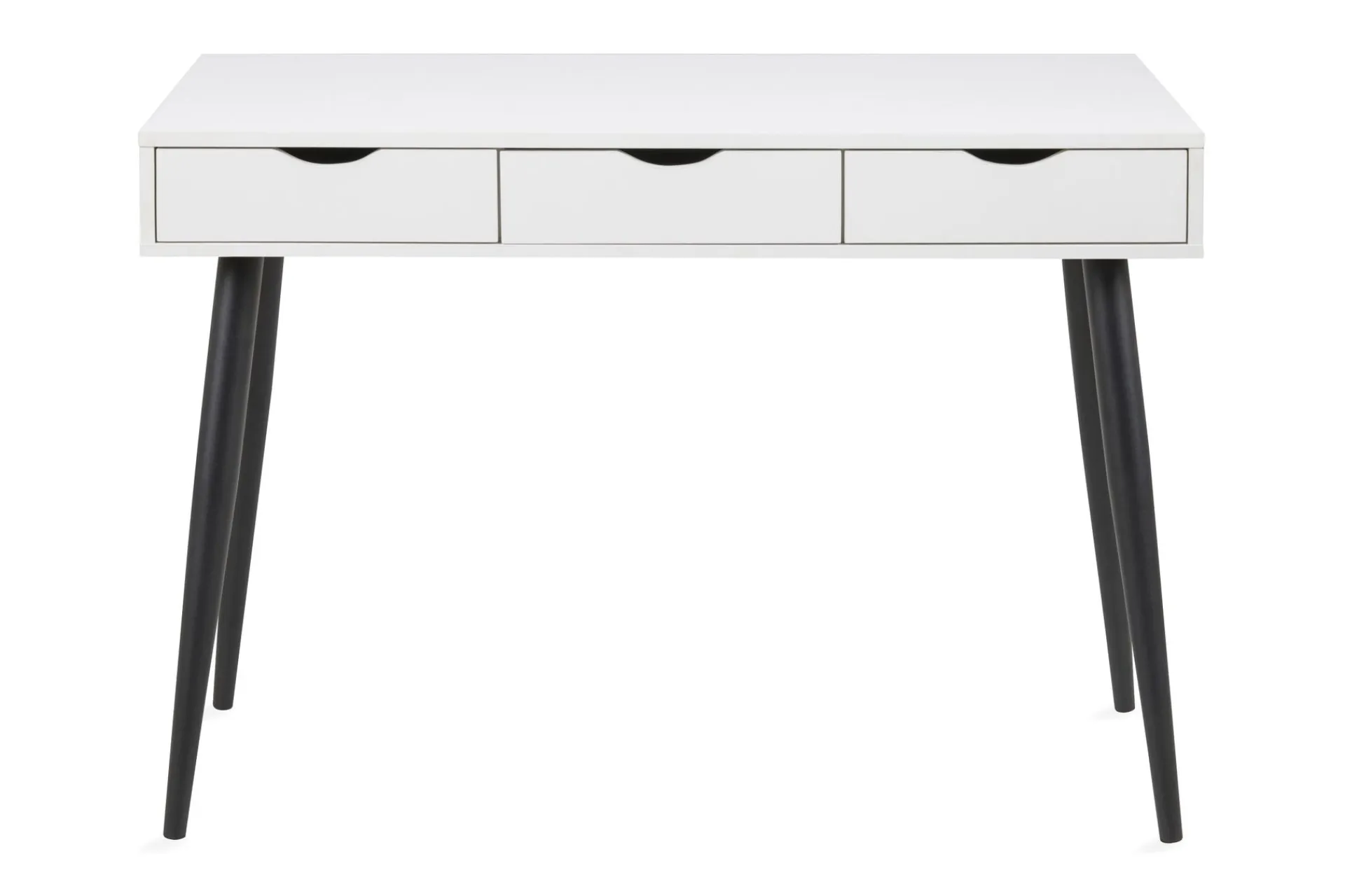Kontorbord-Citysea Skrivebord 110 cm med Oppbevaring 3 Skuffer Hvit