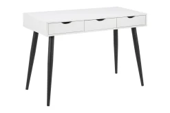Kontorbord-Citysea Skrivebord 110 cm med Oppbevaring 3 Skuffer Hvit