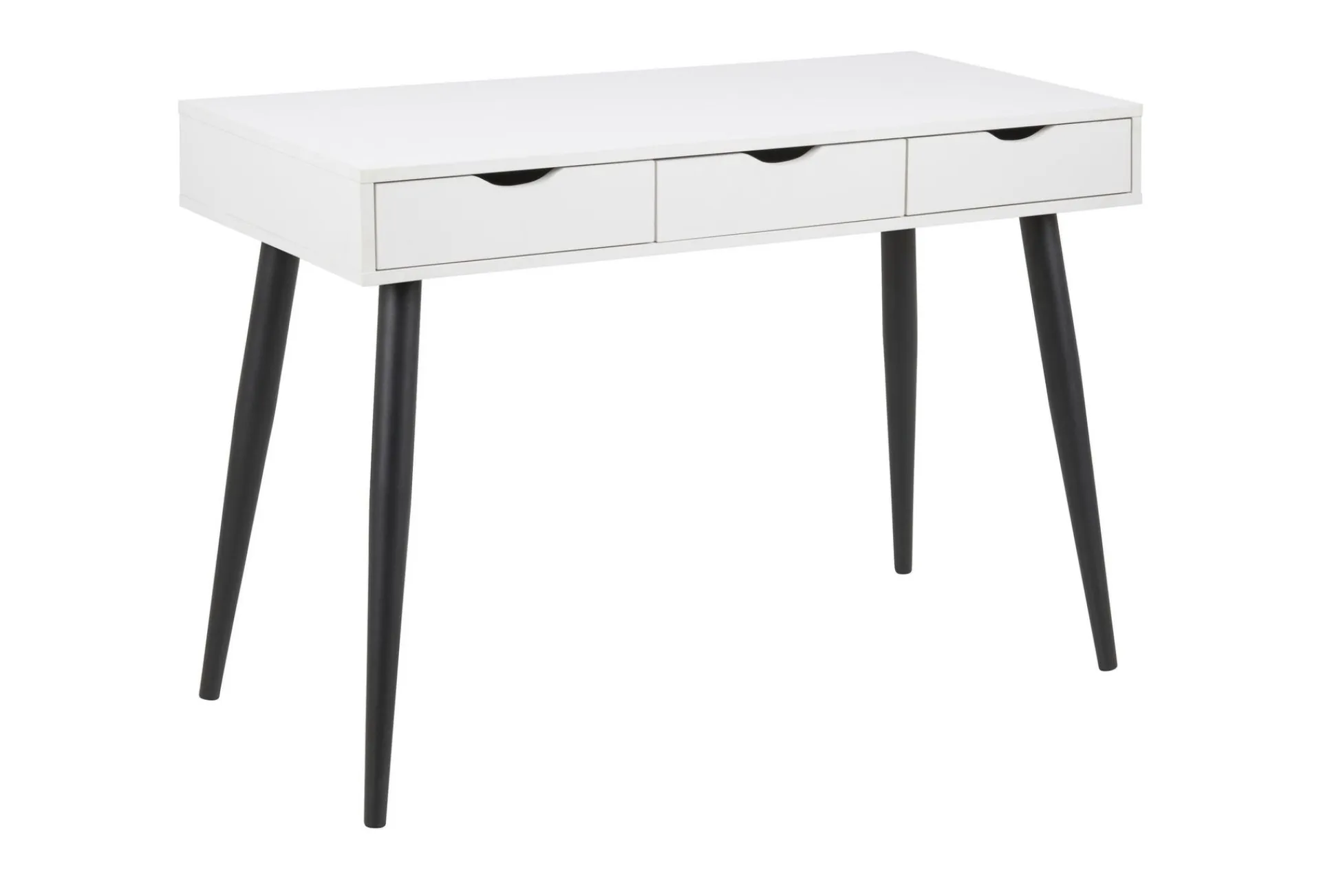 Kontorbord-Citysea Skrivebord 110 cm med Oppbevaring 3 Skuffer Hvit