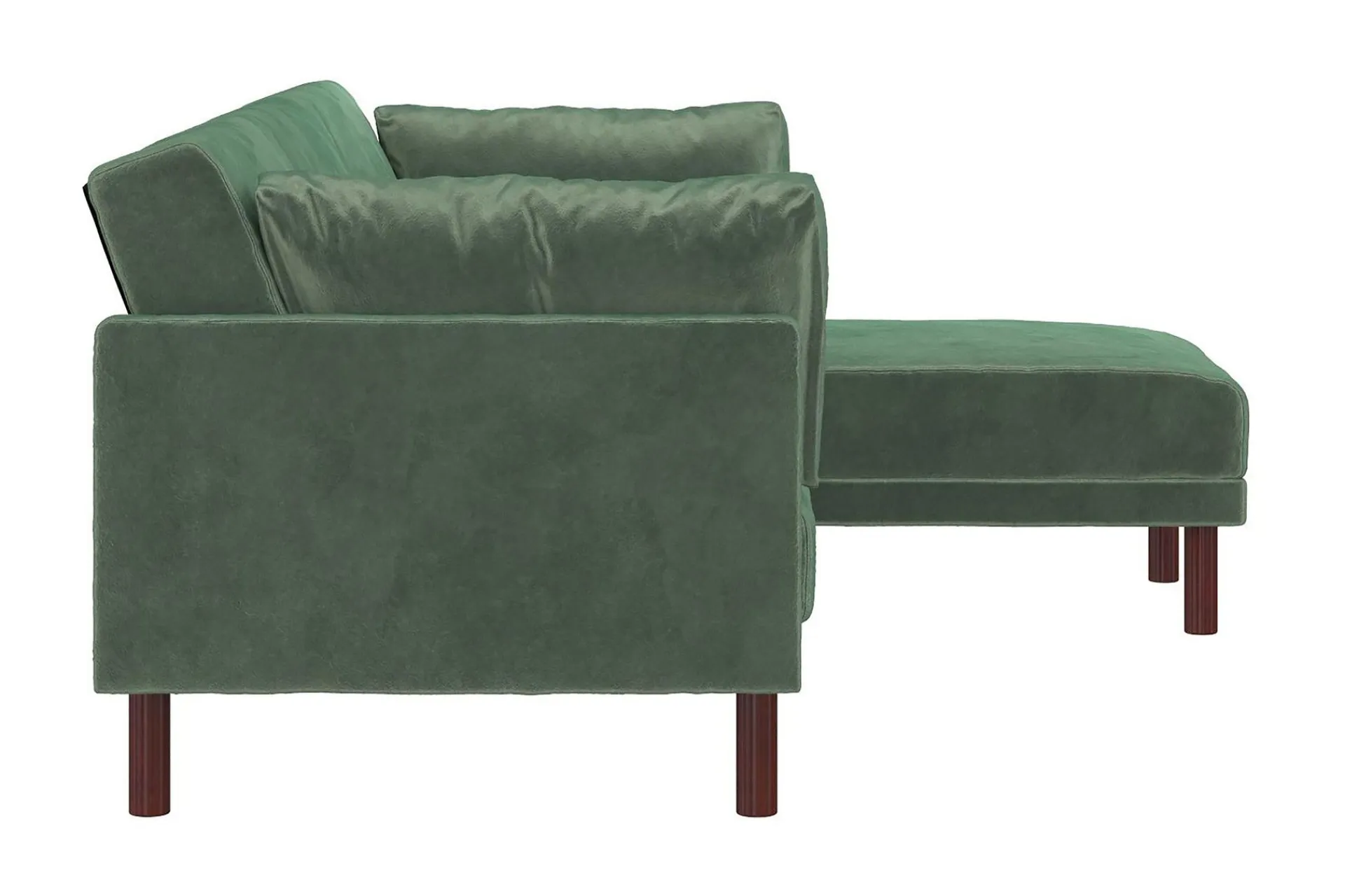 Dorel Home Velour Sofa & Fløyel Sofa-Clair 3-seters Sovesofa med Sjeselong Justerbar Fløyel/ Grønn