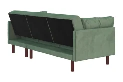 Dorel Home Velour Sofa & Fløyel Sofa-Clair 3-seters Sovesofa med Sjeselong Justerbar Fløyel/ Grønn