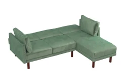 Dorel Home Velour Sofa & Fløyel Sofa-Clair 3-seters Sovesofa med Sjeselong Justerbar Fløyel/ Grønn