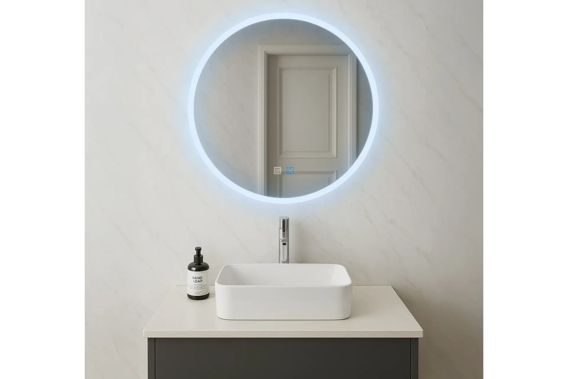 Innsynsbeskyttelse & Innhegning|Baderom-Clas Rundt Baderomsspeil med LED-belysning 100 cm Transparent