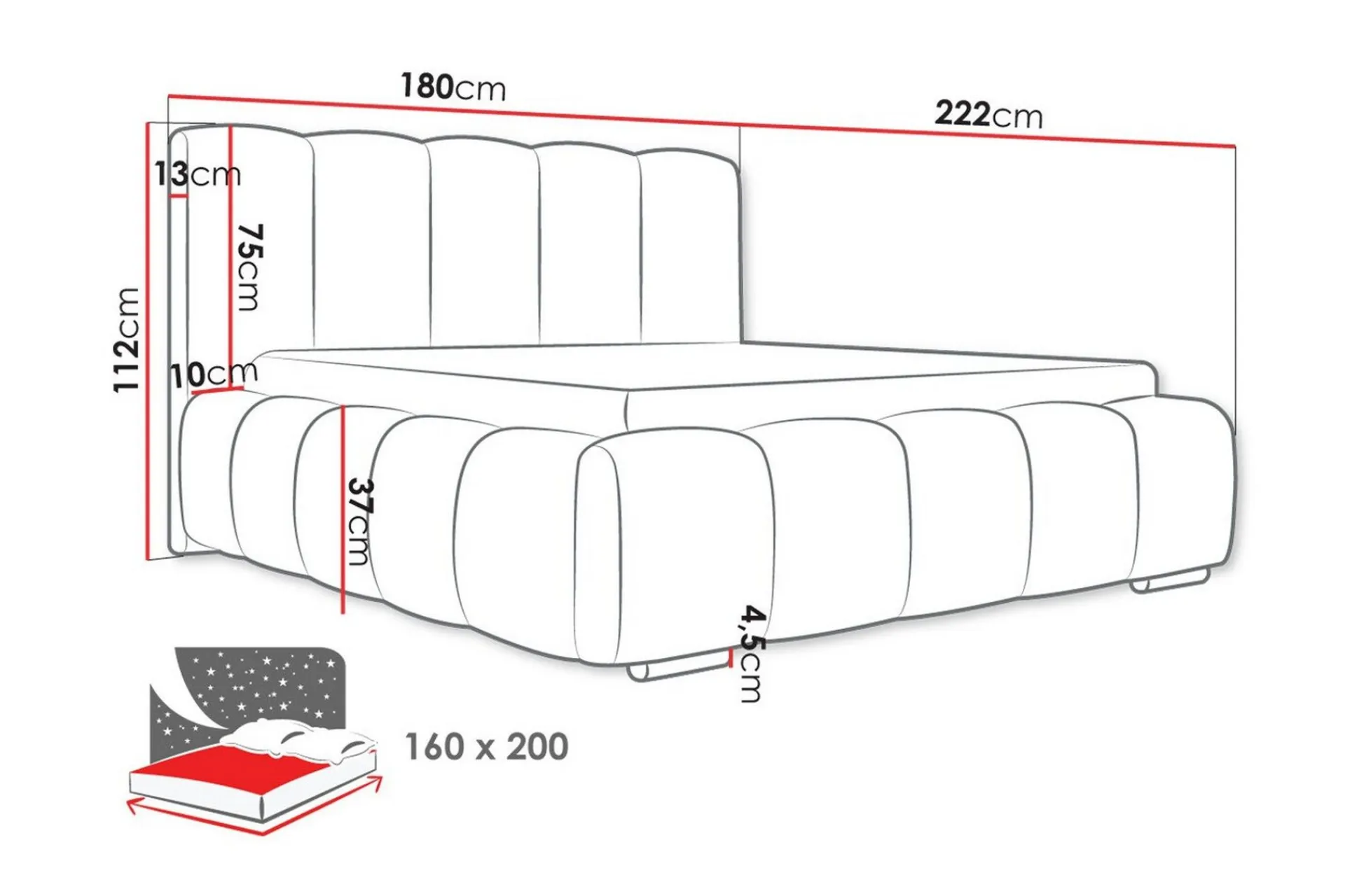 Cleaton Sengeramme 160x200 cm