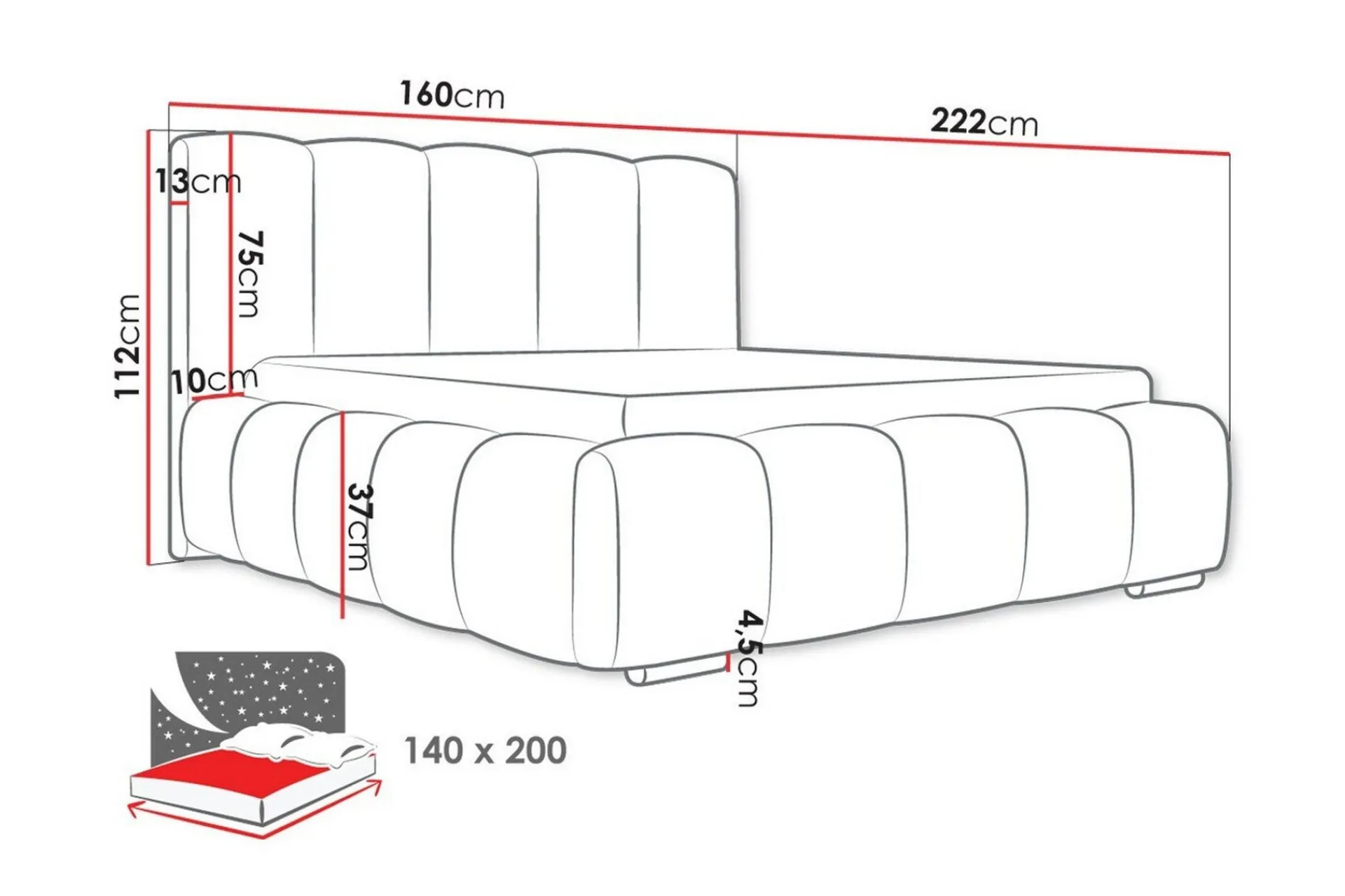 Sengeramme & Sengestamme|Seng Med Oppbevaring-Cleaton Sengeramme 140x200 cm Beige