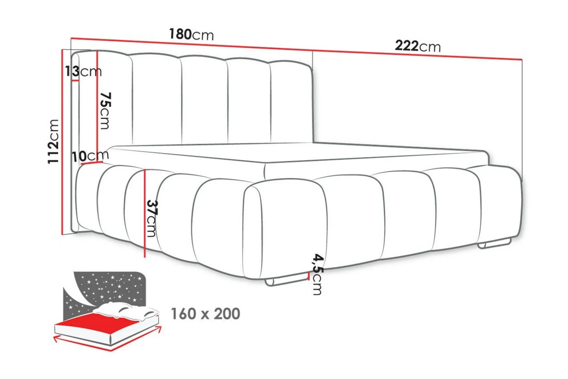 Cleaton Sengeramme 160x200 cm