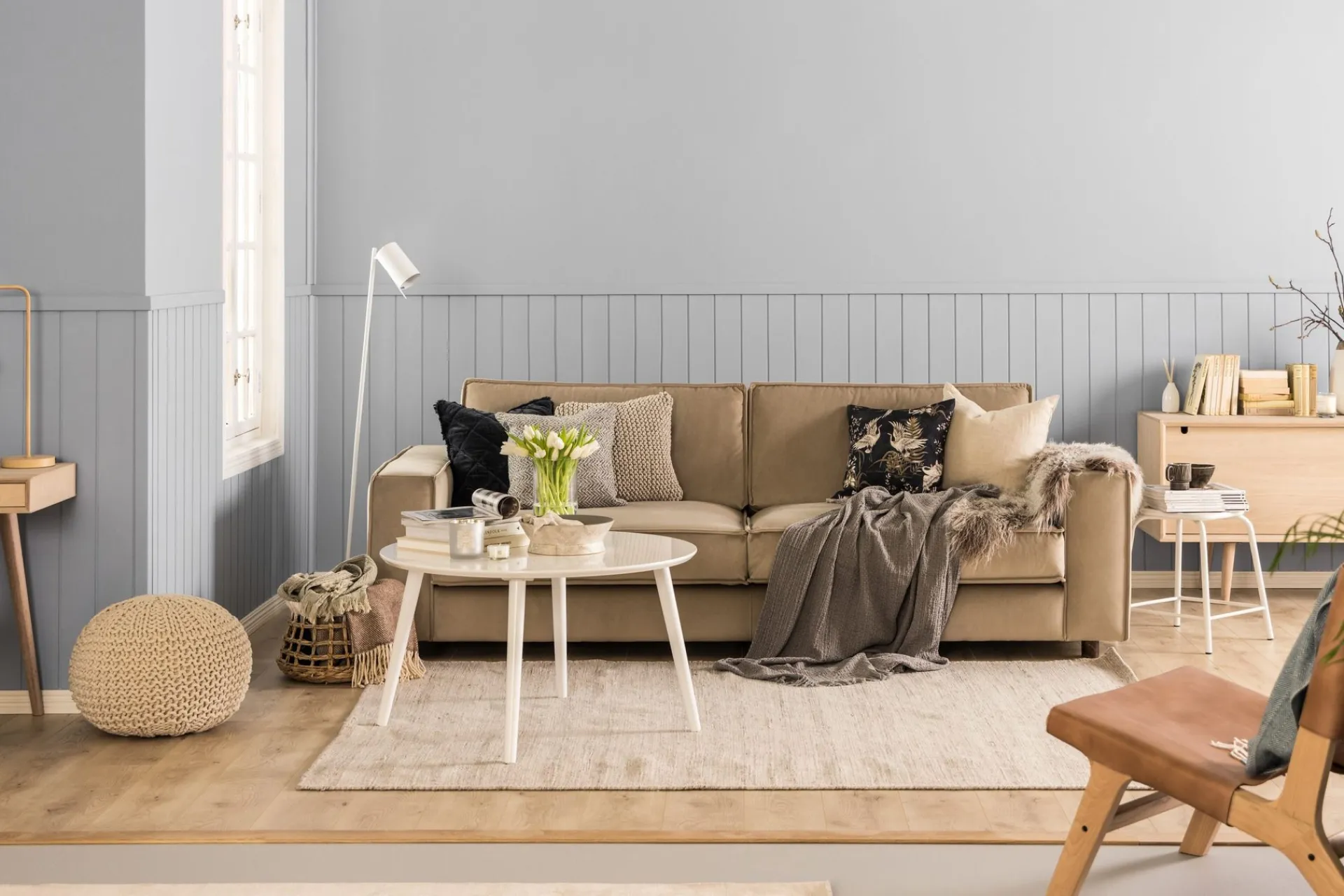2 Seter Sofa-Cloudia Fløyelssofa 2-seters Beige
