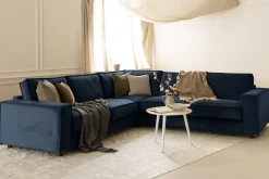 Hjørnesofa-Cloudia Hjørnesofa Fløyel Blå