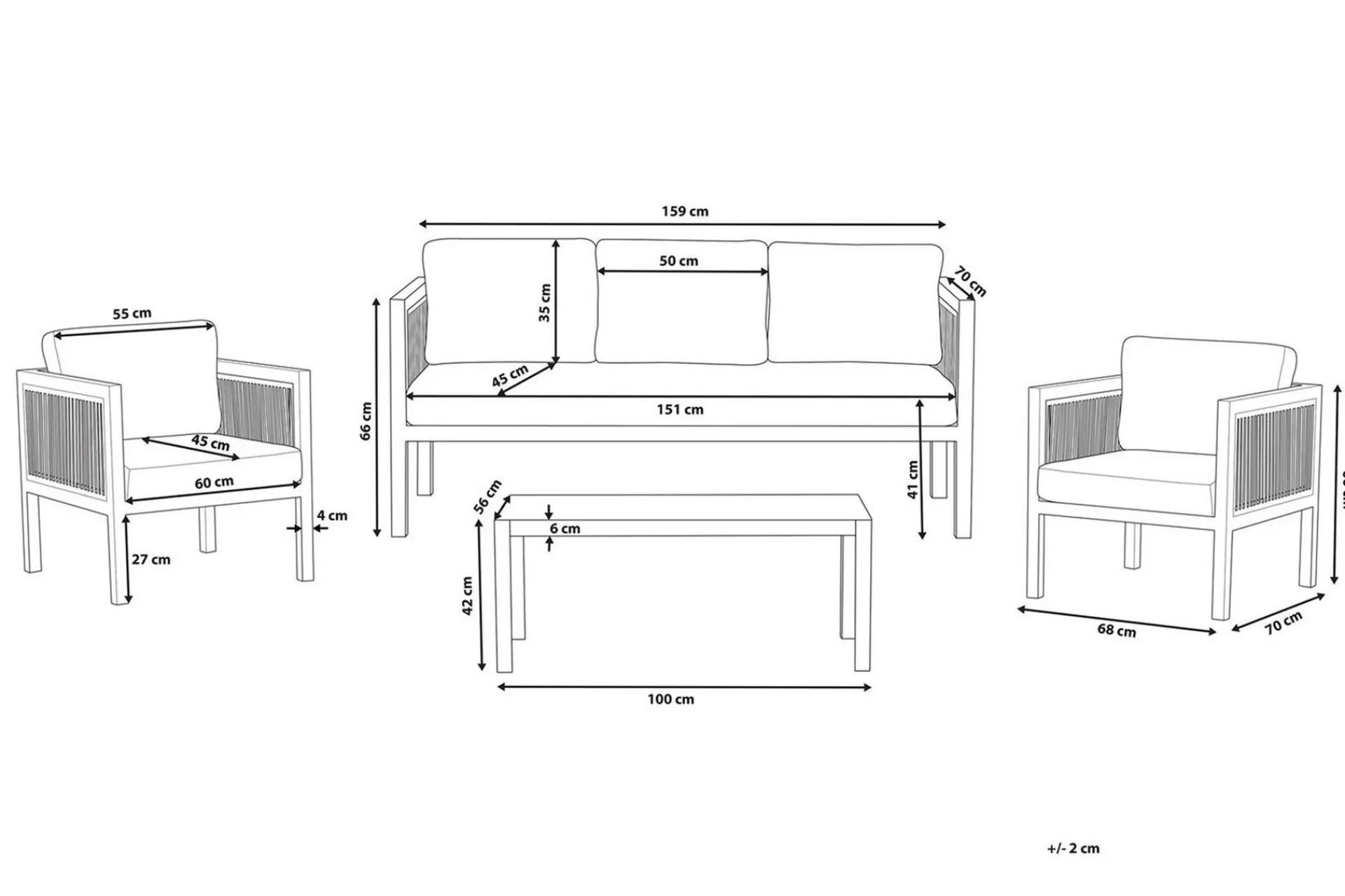 Veranda & Terrasse|Loungesett-Columbero Loungegruppe 5-seter Hvit