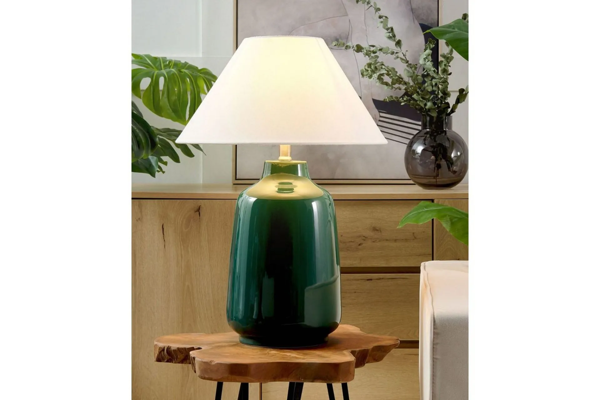 Nattbordslampe|Bordlampe-Columbrete Bordlampe 57 cm E27 Mørkegrønn,Hvit
