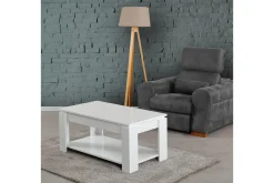 Sofabord-Comfortale Sofabord 104 cm med Oppbevaringshylle Hvit