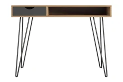 Novogratz Kontorbord-Concord Skrivebord 106 cm med Oppbevaring Skuff Grå/Natur/Sv Natur/Svart
