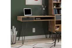 Novogratz Kontorbord-Concord Skrivebord 106 cm med Oppbevaring Skuff Grå/Natur/Sv Natur/Svart